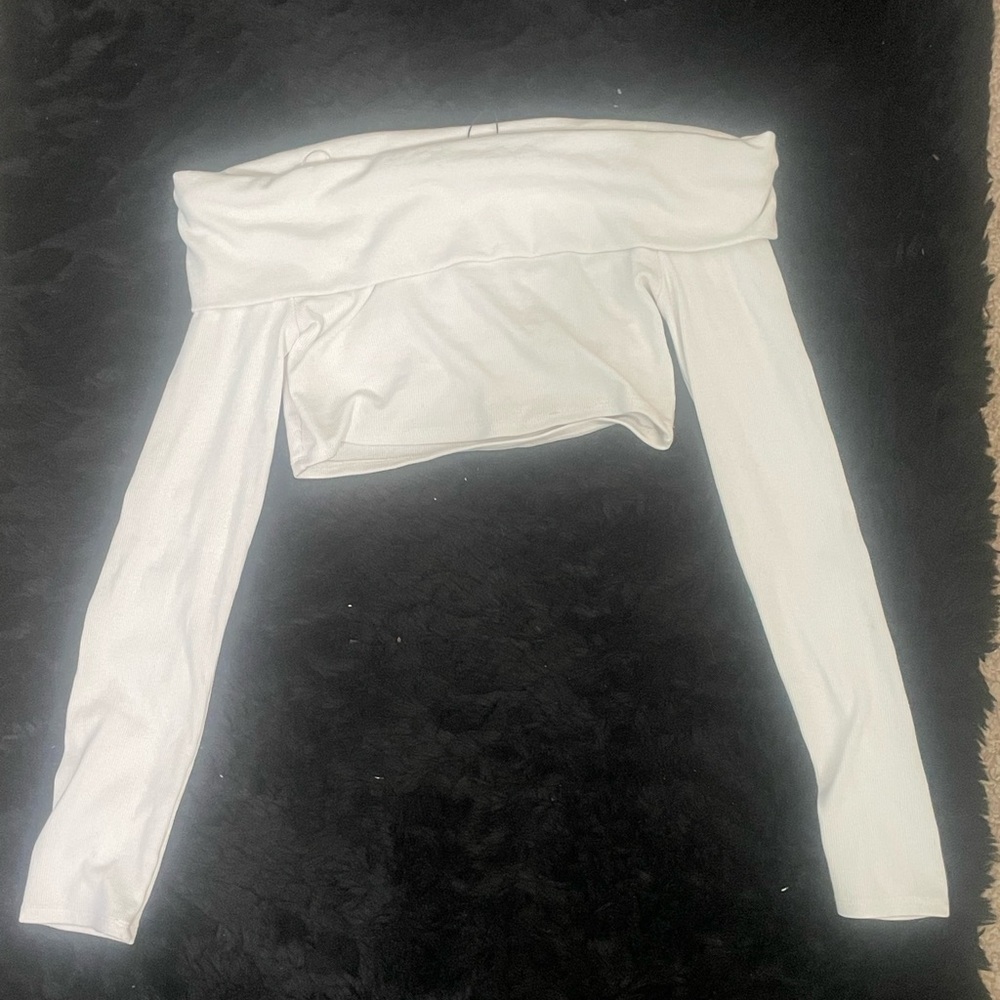 Garage Off-Shoulder White Crop Top